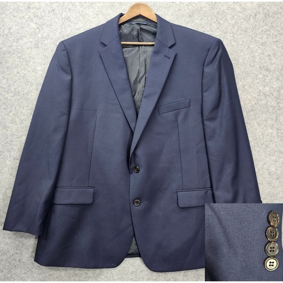 LAUREN Ralph Lauren Blazer Mens 48L Long Large Navy Wool Stretch Sport Coat Suit